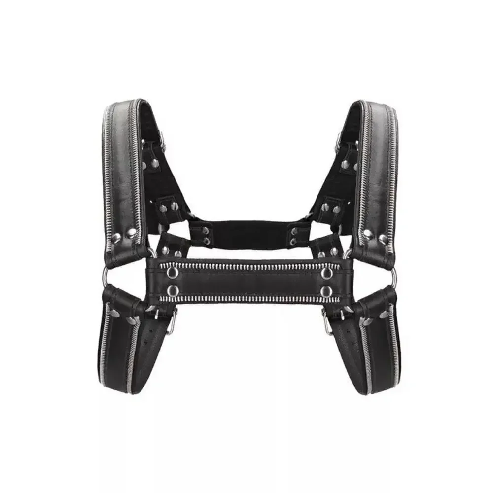 🦋B2G1🦋SHOTS-UOMO Genuine Leather Z Series D-Ring Bulldog Chest Harness Fetish